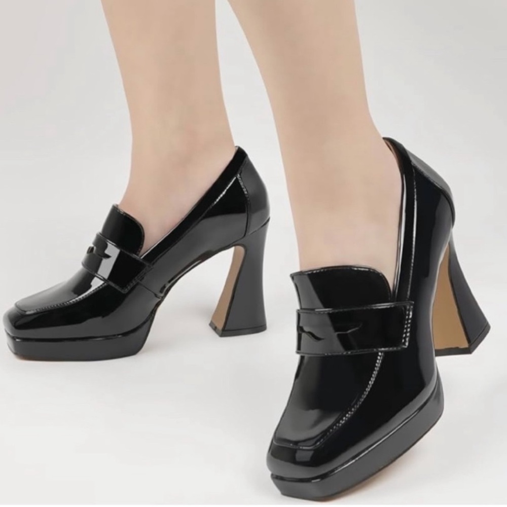 New JENN ARDOR Platform Loafer Patent Leather Shoes